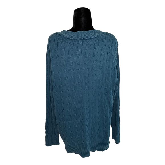 Tommy Hilfiger Blue V-neck Cable Knit Sweater, XXL, Pre-owned - Picture 2 of 7